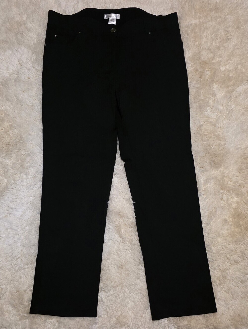 89th & Madison Women's Black Highrise Stretch Straight Leg Pant Plus Sz. 16x30